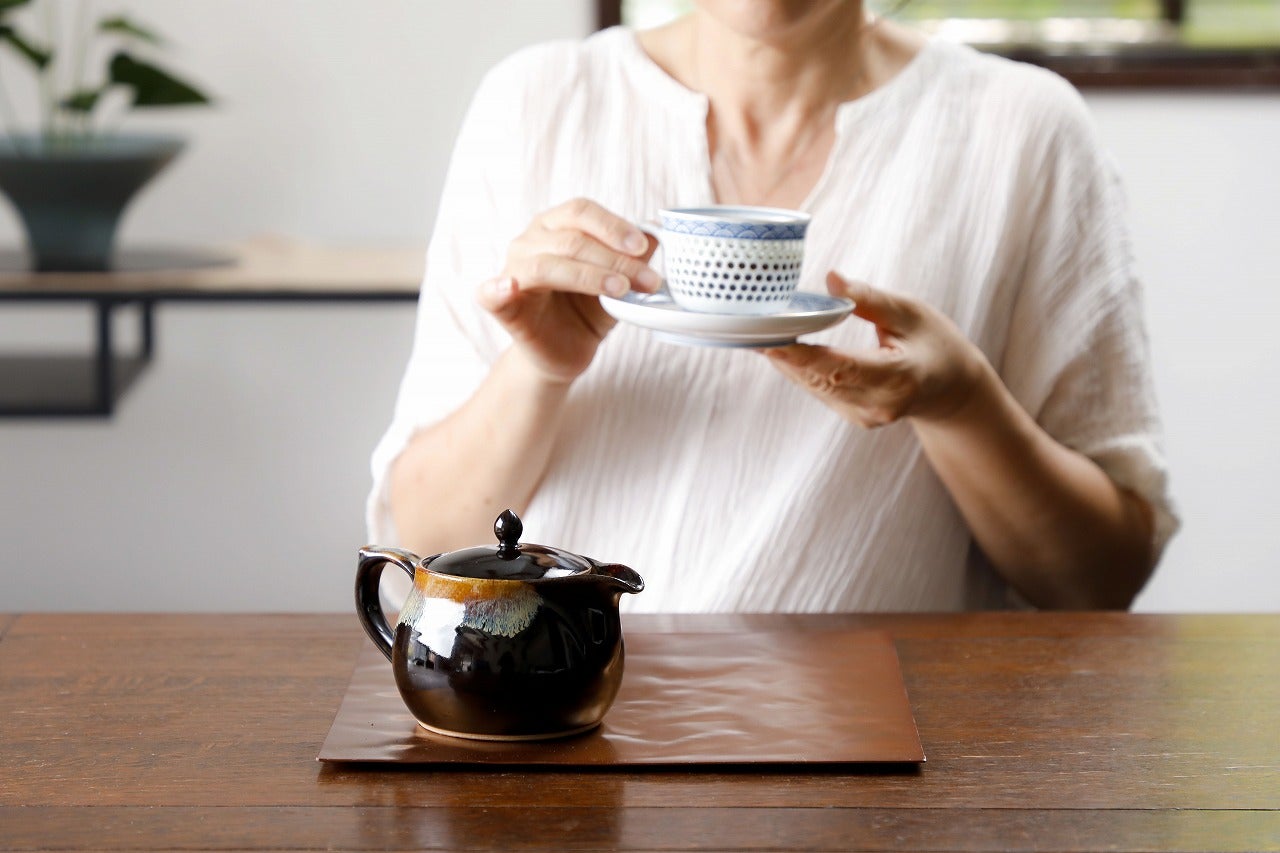 唐津粗土焼 珈琲急須ポット型 コーヒー、茶道具なら伝統色柄唐津がお