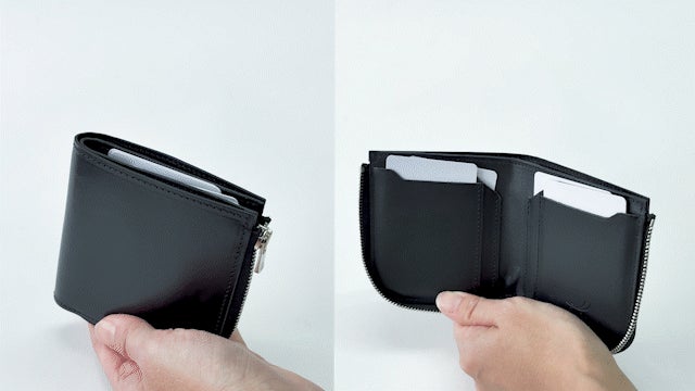 0.5秒で会計】財布職人が考えた「開かずカードが出せる小さなL型