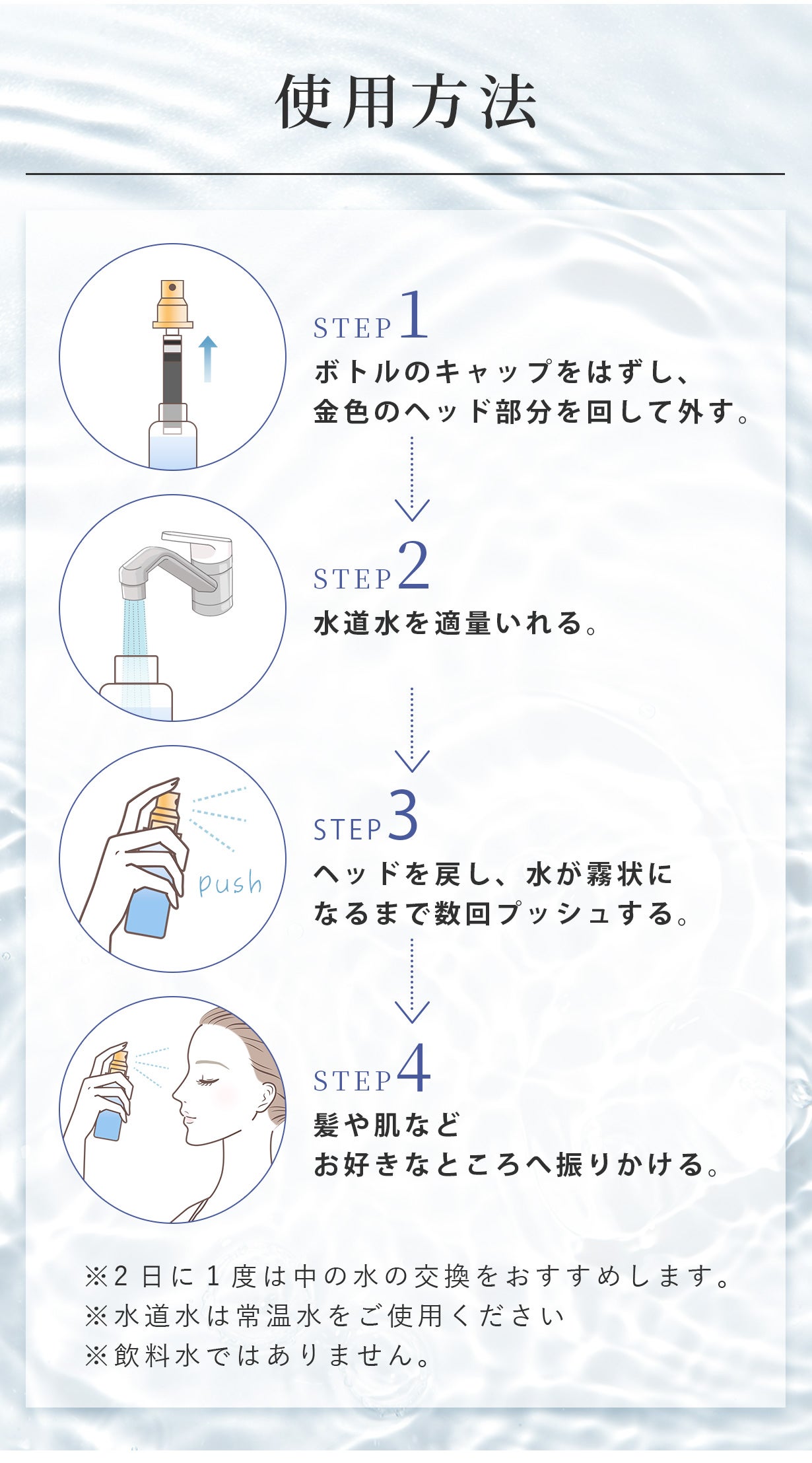 マイクロナノバブルが持ち運べる新発想！水道水が弱酸性軟水へ変化して