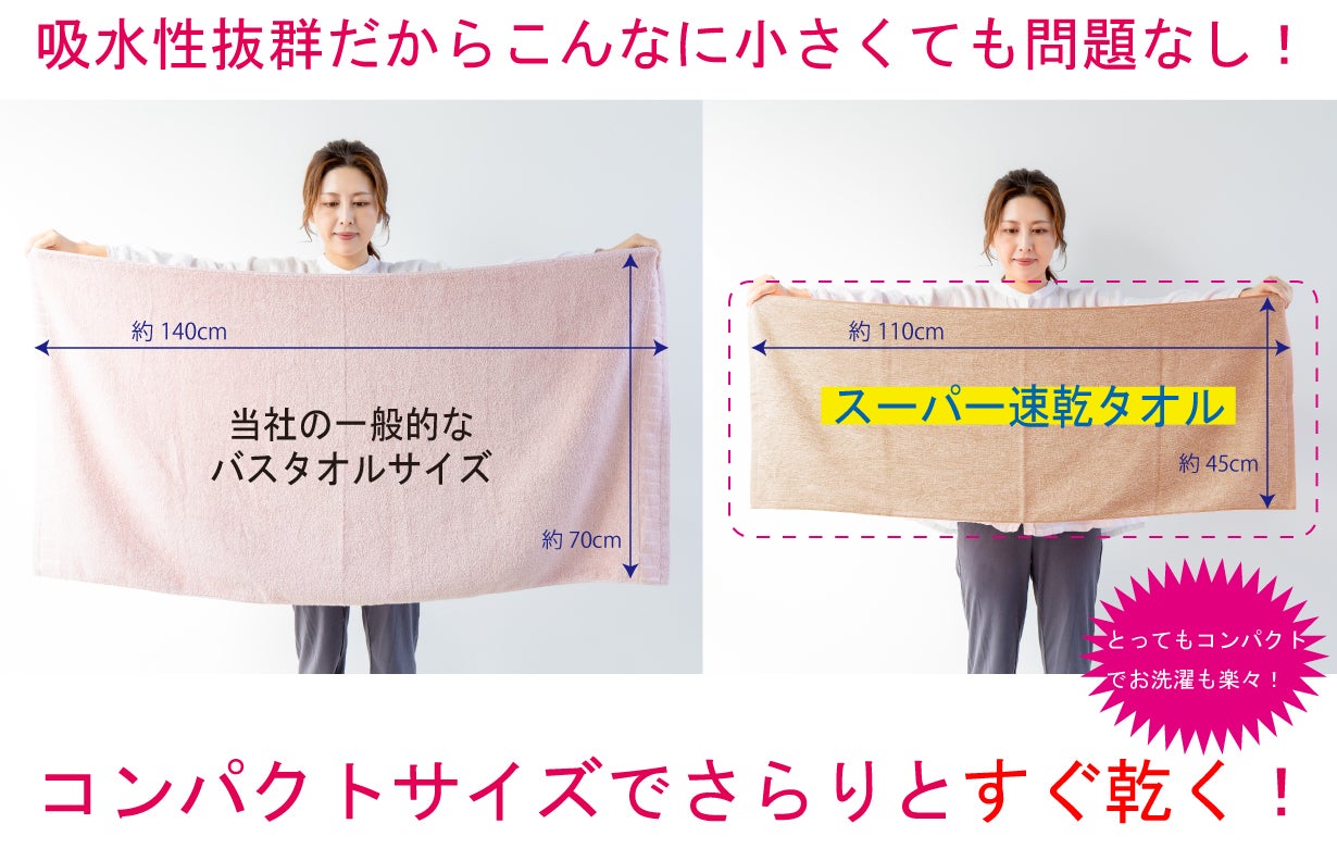 多忙な毎日の味方に。これ1枚で乾燥時短革命！スーパー速乾タオル