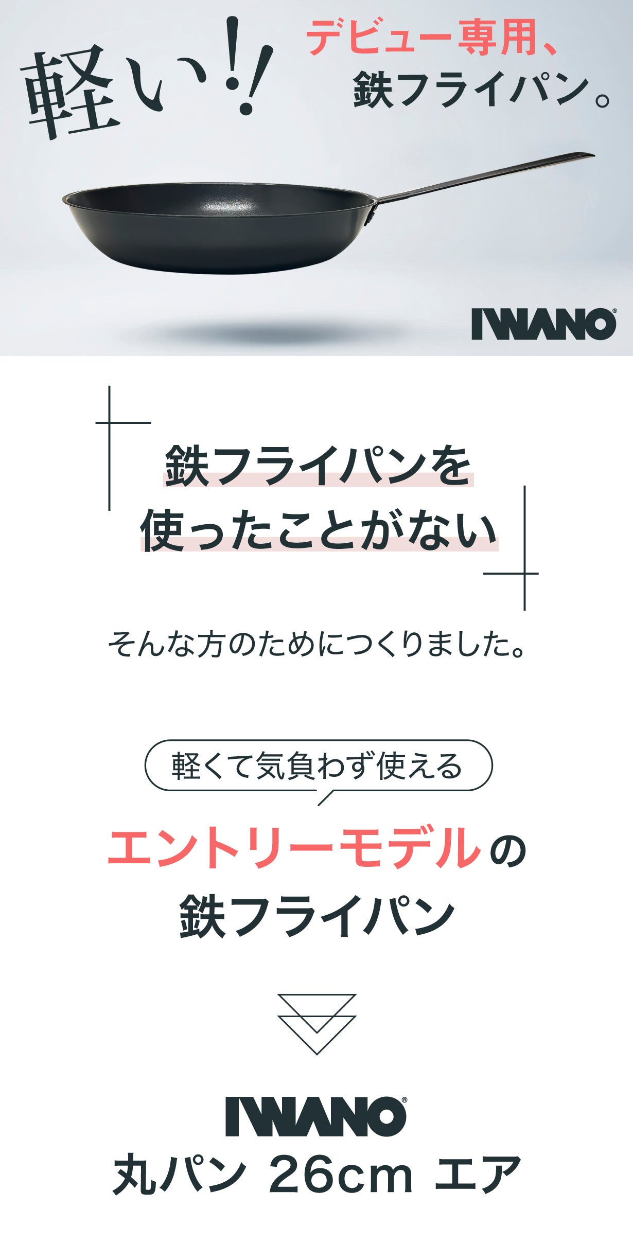 軽くて気負わず使える鉄フライパンのエントリーモデル！王道26cm＆燕