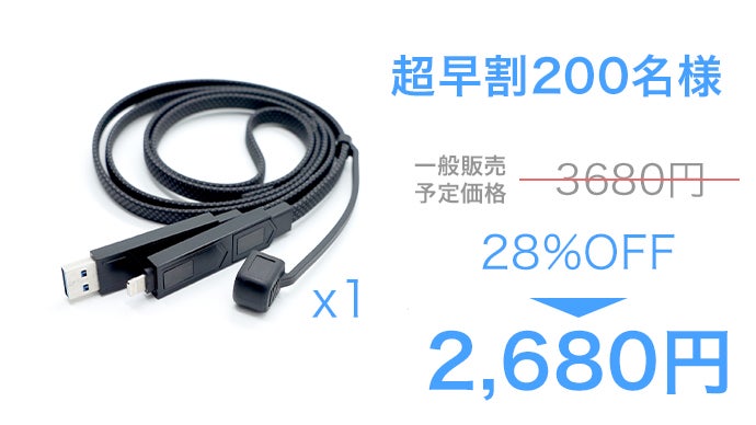 感じるより見える！新登場100cm 4in1 LCD ディスプレイ充電ケーブル