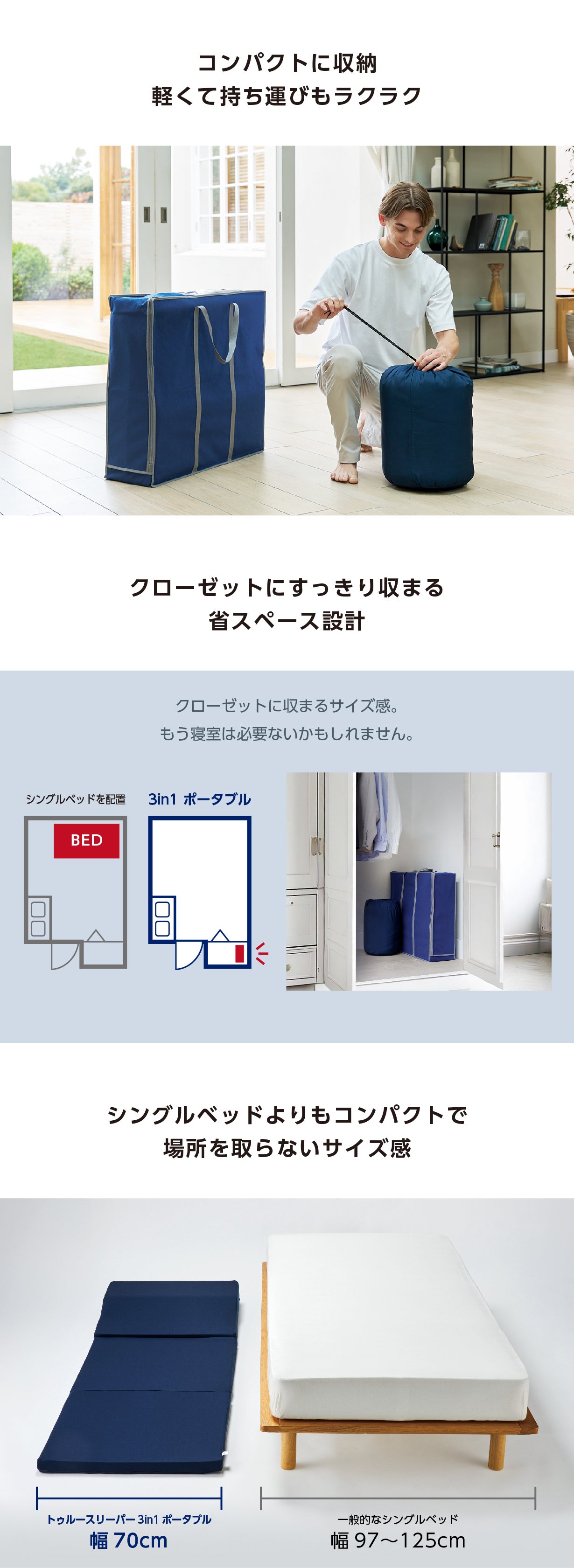 Makuake独占先行販売！トゥルースリーパーから初登場3in1ポータブル