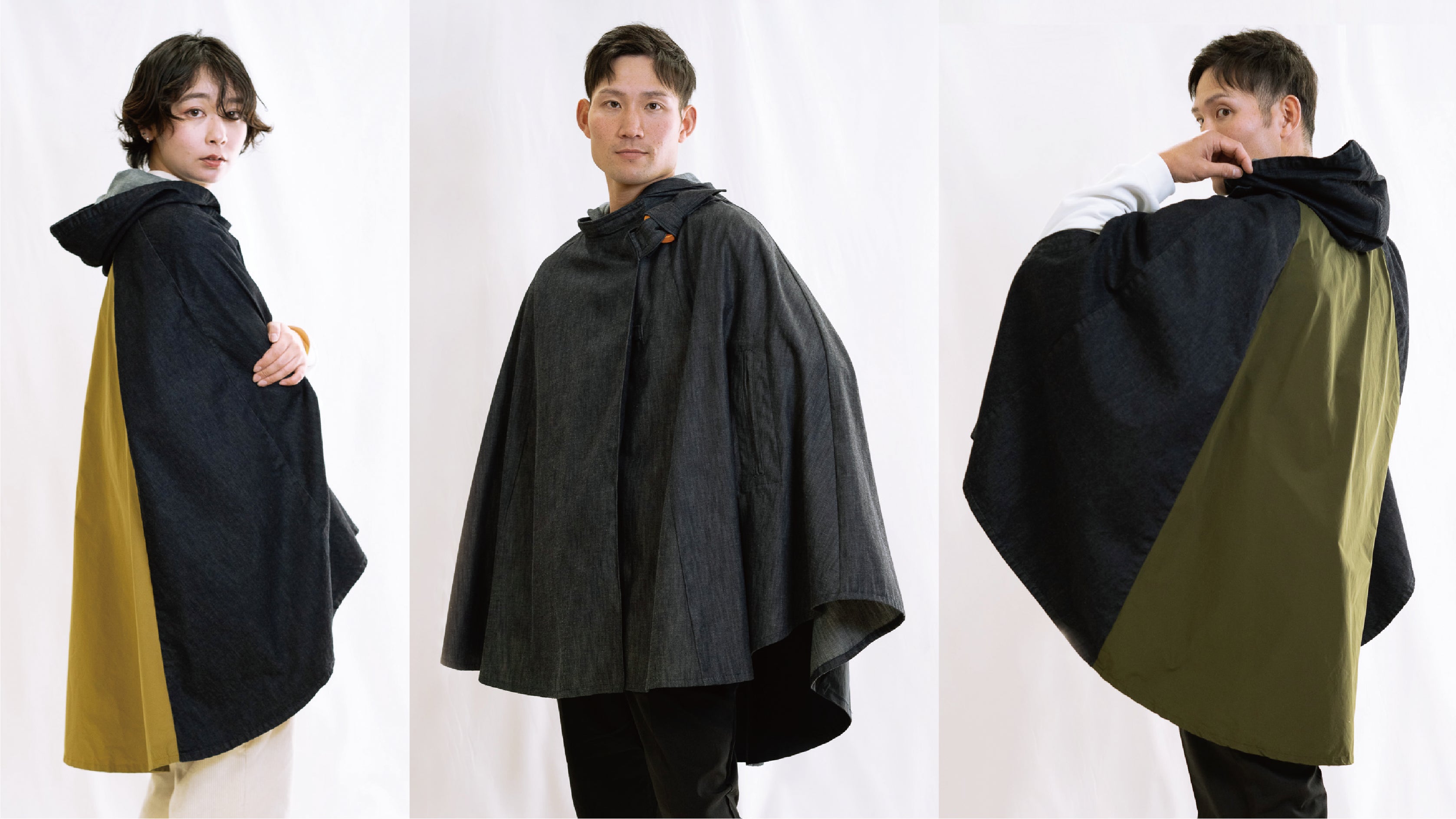 軽量・撥水 デニムポンチョ ロングタイプ で福山デニムの魅力を