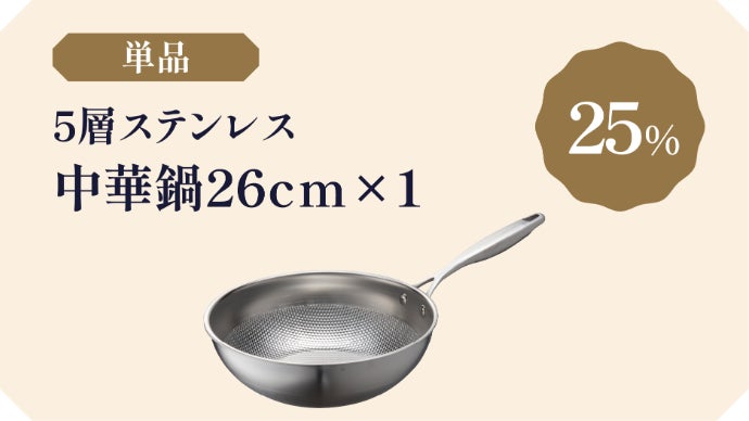熱伝導率が高く時短調理！全面5層ステンレスフライパン＆中華鍋