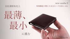 驚異的なサイズと薄さ。全パーツコードバン。二つ折り財布「new-usuha3」
