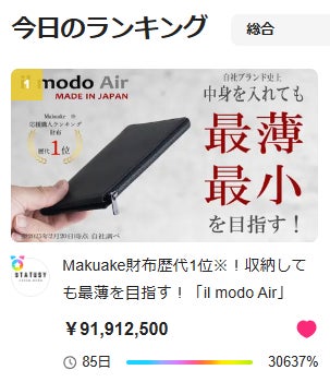 Makuake財布歴代1位※！収納しても最薄を目指す！「il modo Air