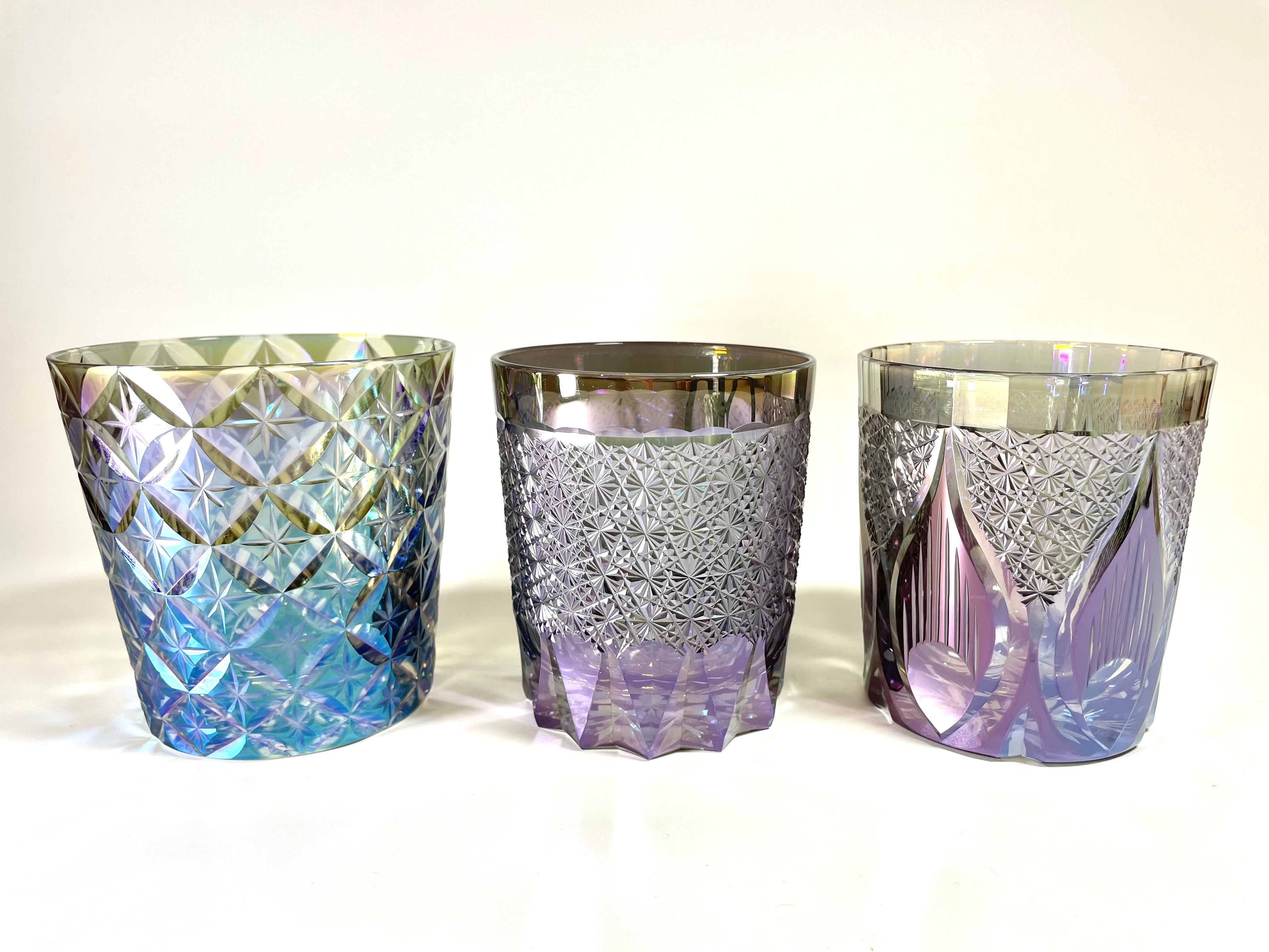 Jewel Kiriko 切子　グラス Jewel Kiriko 虹色オールドグラス 樽型の通販情報 - Craft Style