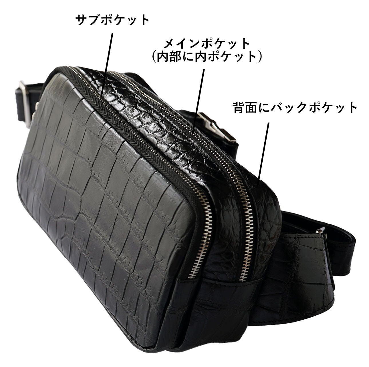 未使用 レザージュエルズ 最高峰 80万↑ マットクロコレザー ボディーバック レザージュエルズ クロコダイル型押しレザー2つ折り財布 【公式通販】