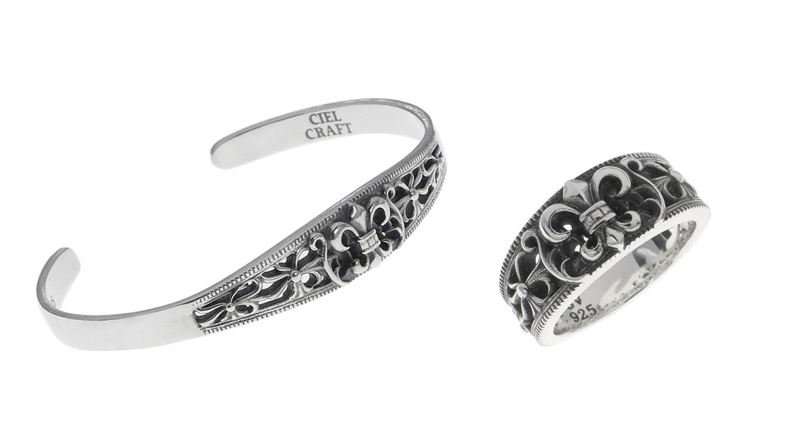 A&Gシルバー フルール・ド・リス リング バングルセットシルバー925 A&Gシルバー フルール・ド・リス リング バングルセット 手元に宿る