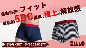 意匠出願の5DC機構｜超解放型ボクサーパンツ。体とシンクロする未体験の快適へ。