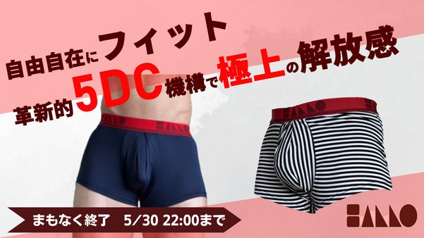 意匠出願の5DC機構｜超解放型ボクサーパンツ。体とシンクロする未体験の快適へ。