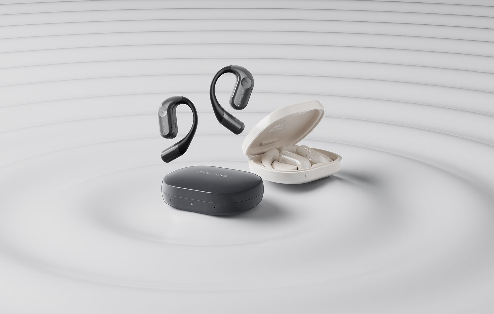 ZENCHORD ワイヤレスイヤホン グレー 収納ポーチ付き 4,000社導入のAI音声認識技術を搭載。次世代イヤホン「Zenchord