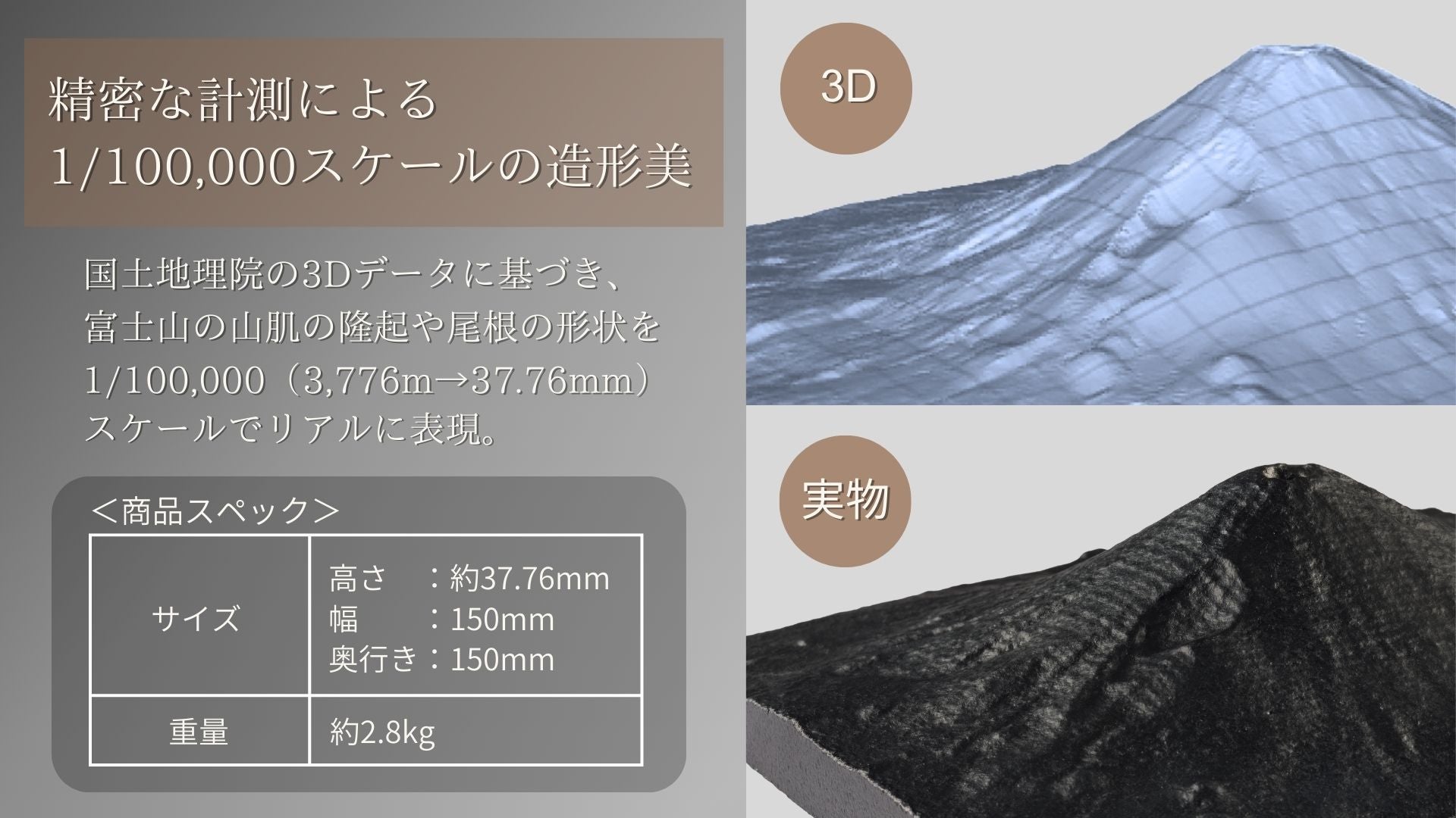 創業1560年の鋳物会社が作る漆黒の富士山 鉄鋳物1/10万スケールの