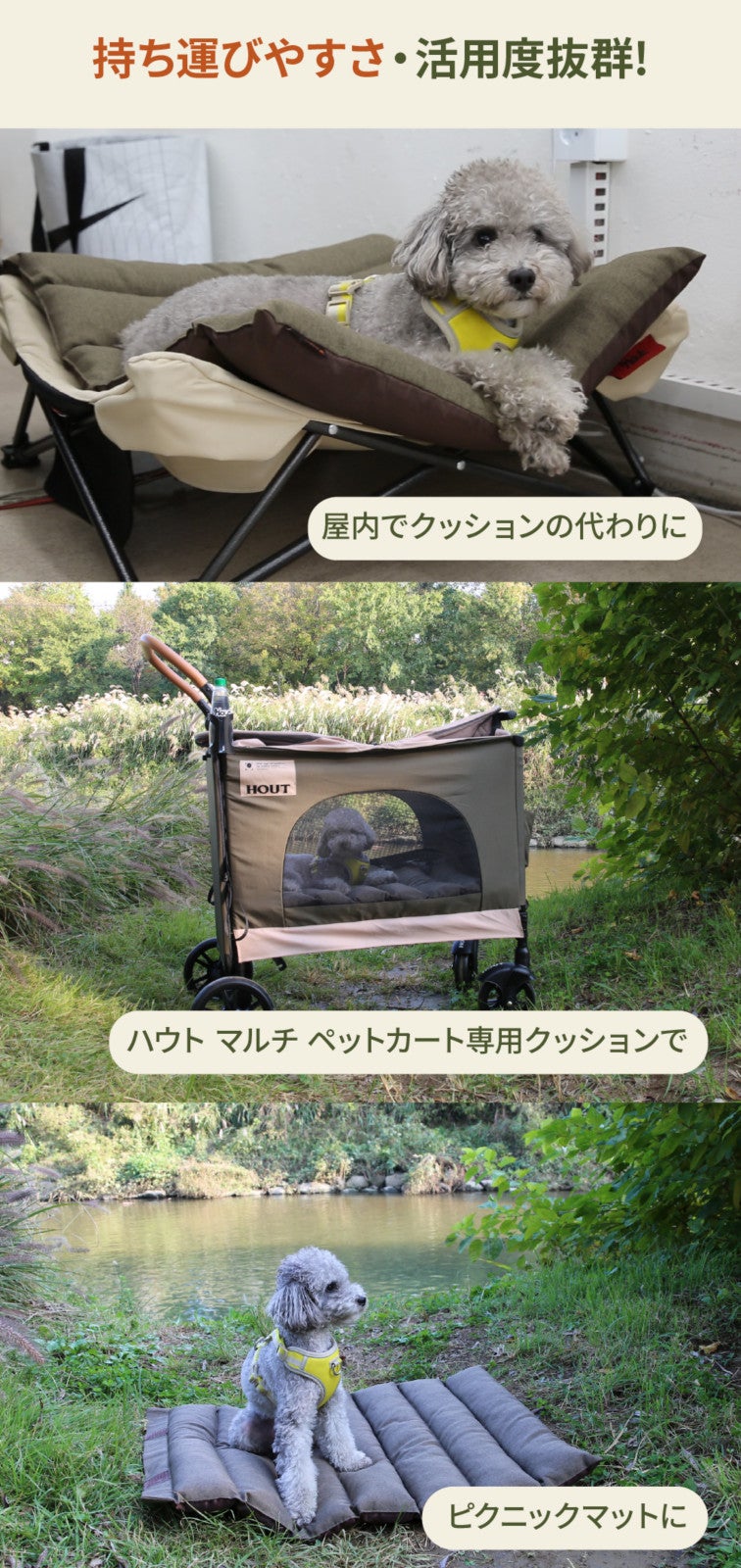 さあ、GoHOUTマルチワゴンペットカートベビーカーと一緒に