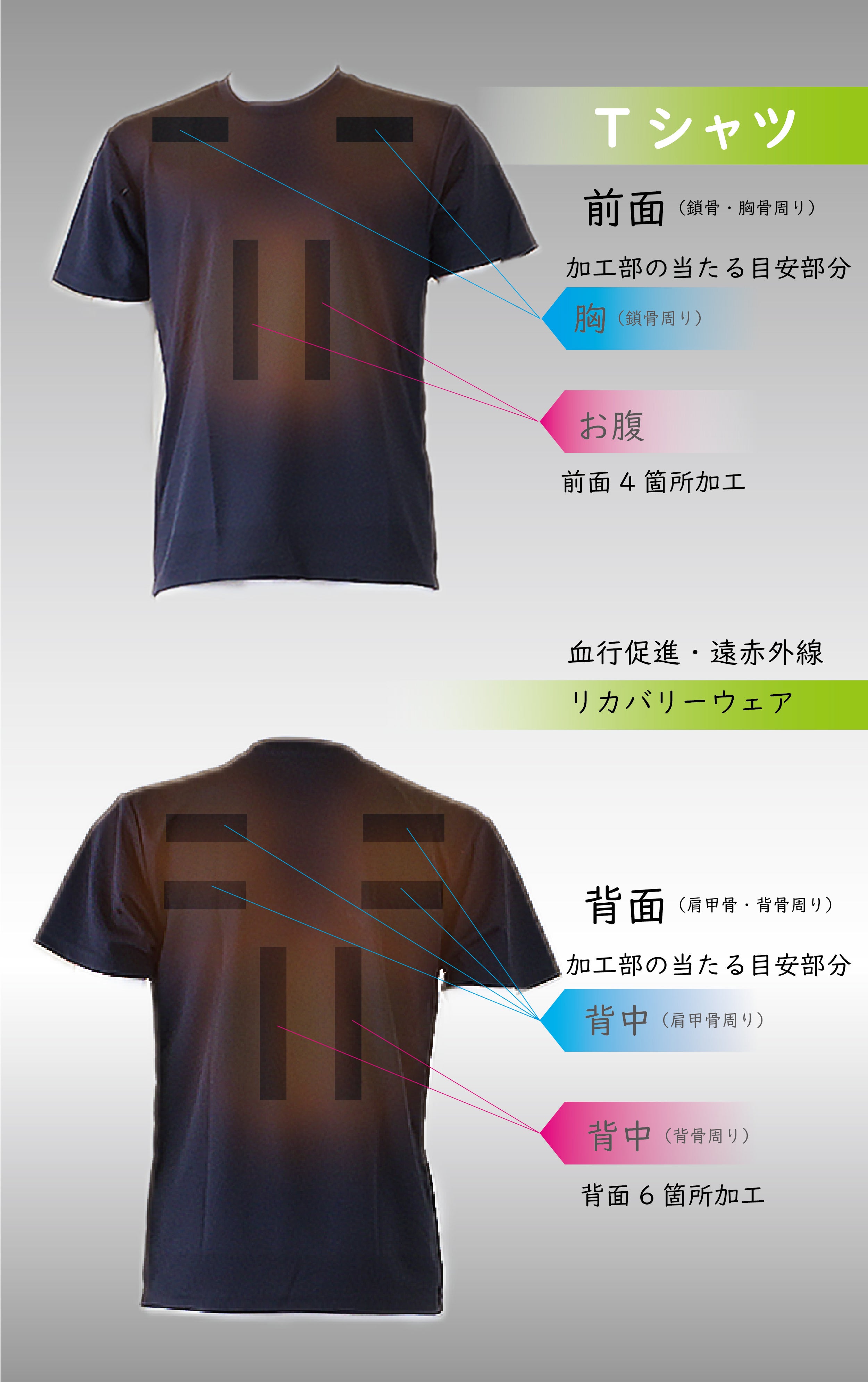 リカバリーウェア！ブラックシリカで遠赤外線！男女兼用Tシャツ・長