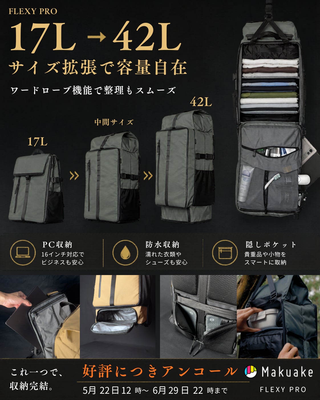 もう荷物量で迷わない】ビジネス～旅行もこれ一つ。大容量42Lになる