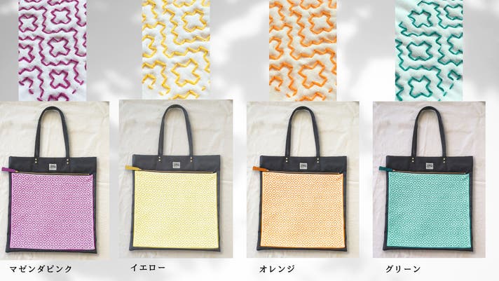 SUAI 刺繍　刺し子の民族　2way 牛本革バック 刺しゅうキット 『刺し子キット AYUFISH ミニバック ウィート柄