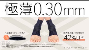 わずか0.30mm極薄仕様で足首にぴったりフィット!土踏まずを支えるクッション付