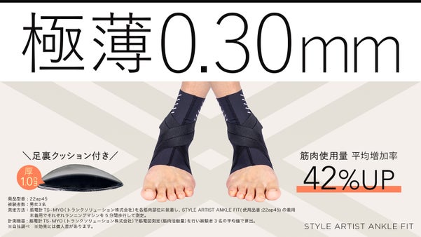 わずか0.30mm極薄仕様で足首にぴったりフィット!土踏まずを支えるクッション付