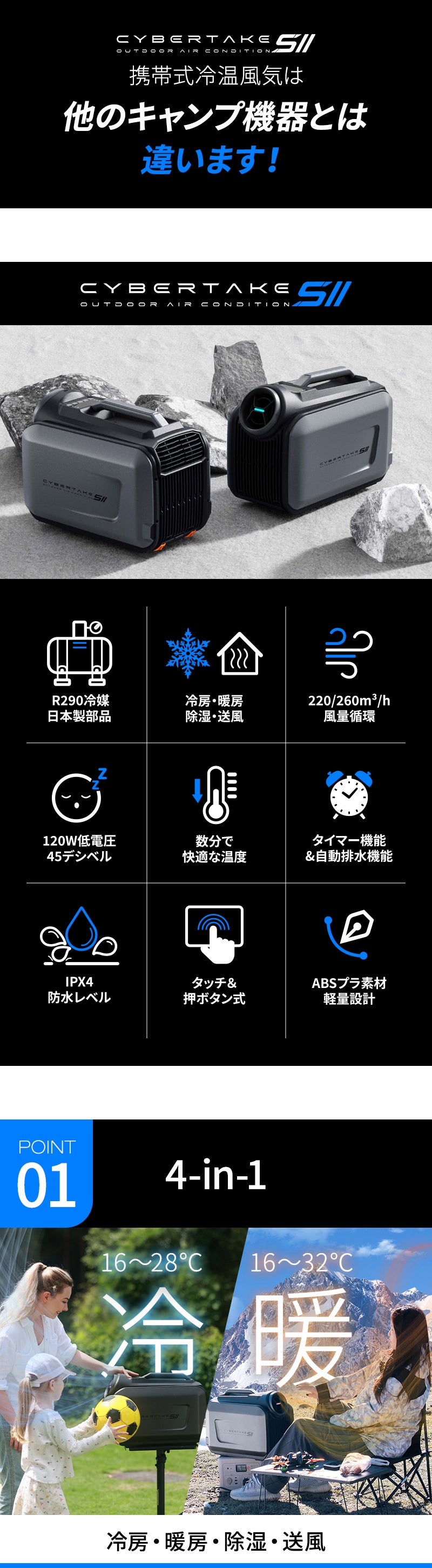 すべての旅に理想的な携帯式4in1冷温風機 CYBERTAKE S2 Pro