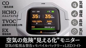 空気の危険を“見える化”！監視＆警告！MEMSセンサー搭載ポータブル空気モニター