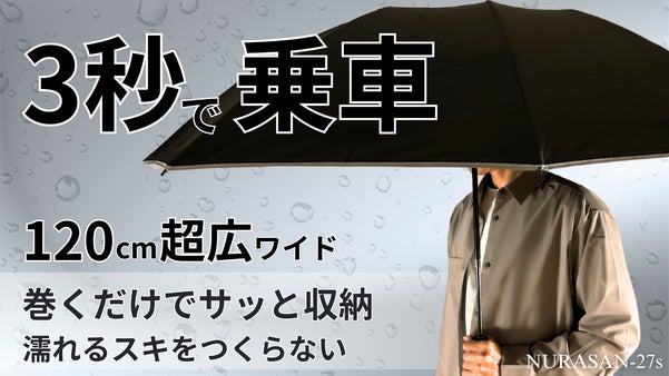 【濡れるスキなし】片手で閉じて、たたまず巻くだけ。120cmワイドで濡らさない傘