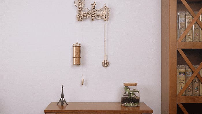 壁時計素朴な木材非刻むバッテリー 電池不要！自分の手で組み立て＆動かして楽しむ木製壁掛け時計