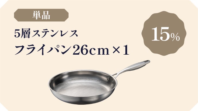 アンコール】熱伝導率が高く時短調理！全面5層ステンレスフライパン