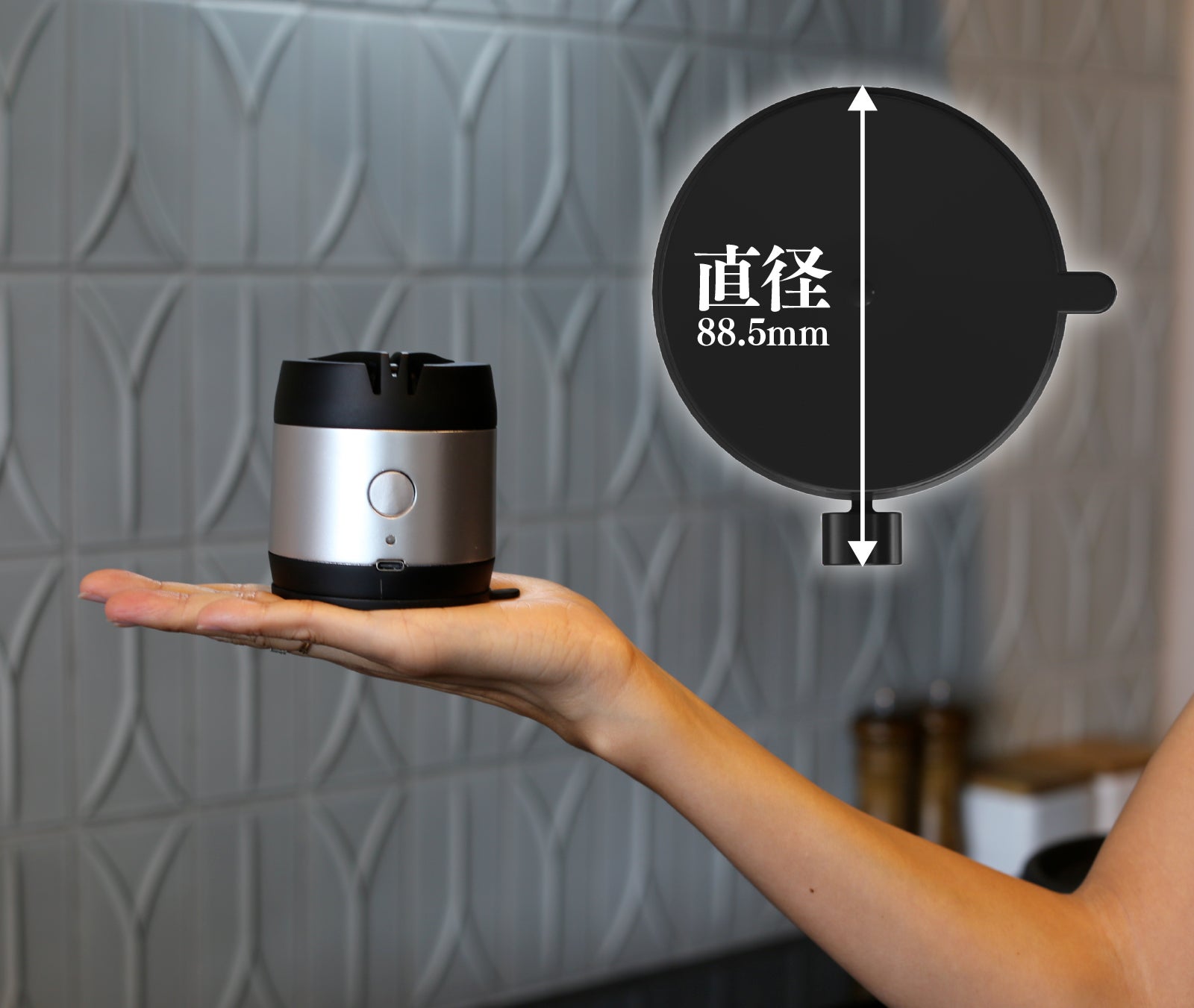 誰でも片手で秒で研げる】吸盤固定して刃を通すだけ。超小型の本格電動