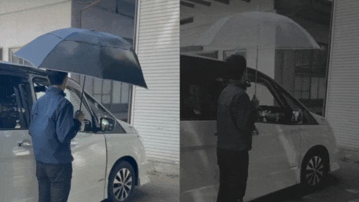 3秒乗車】濡れるスキを与えない。雨x暑さx強風に対応したワイド