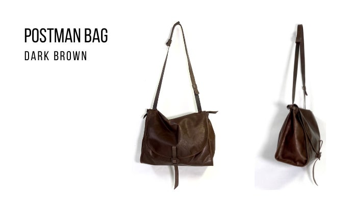 ダブルファイスホースレザーを贅沢に使用した約410gのポストマンバッグ