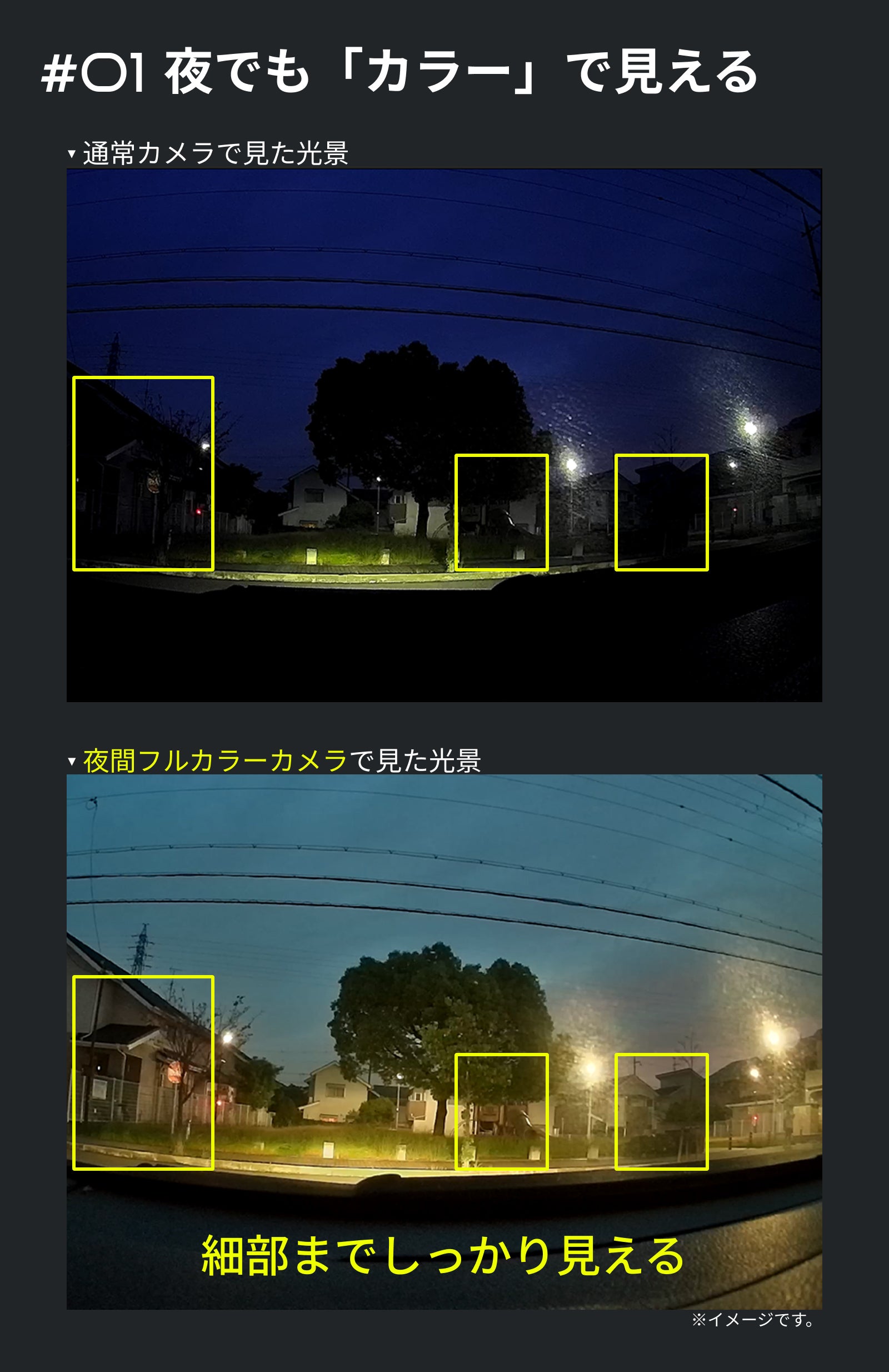 夜間フルカラー映像！後退時はAIが！後方の不安を解消し夜道の運転を