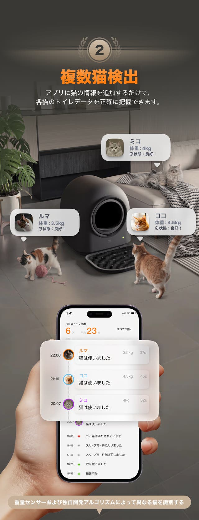 イヤな猫ウンチ臭を徹底除菌】多頭飼いOKの全自動スマート猫