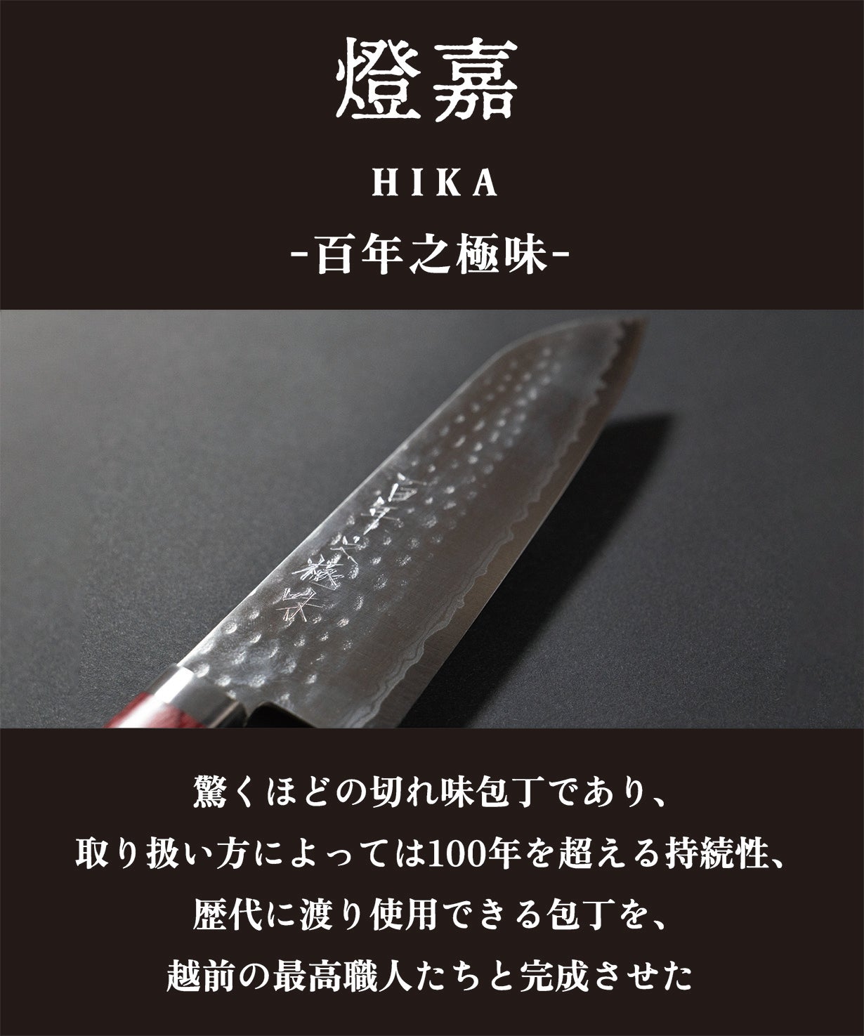 感動体験！優れた切れ味と持続性をもつダマスカス包丁「HIKA‐百年之極