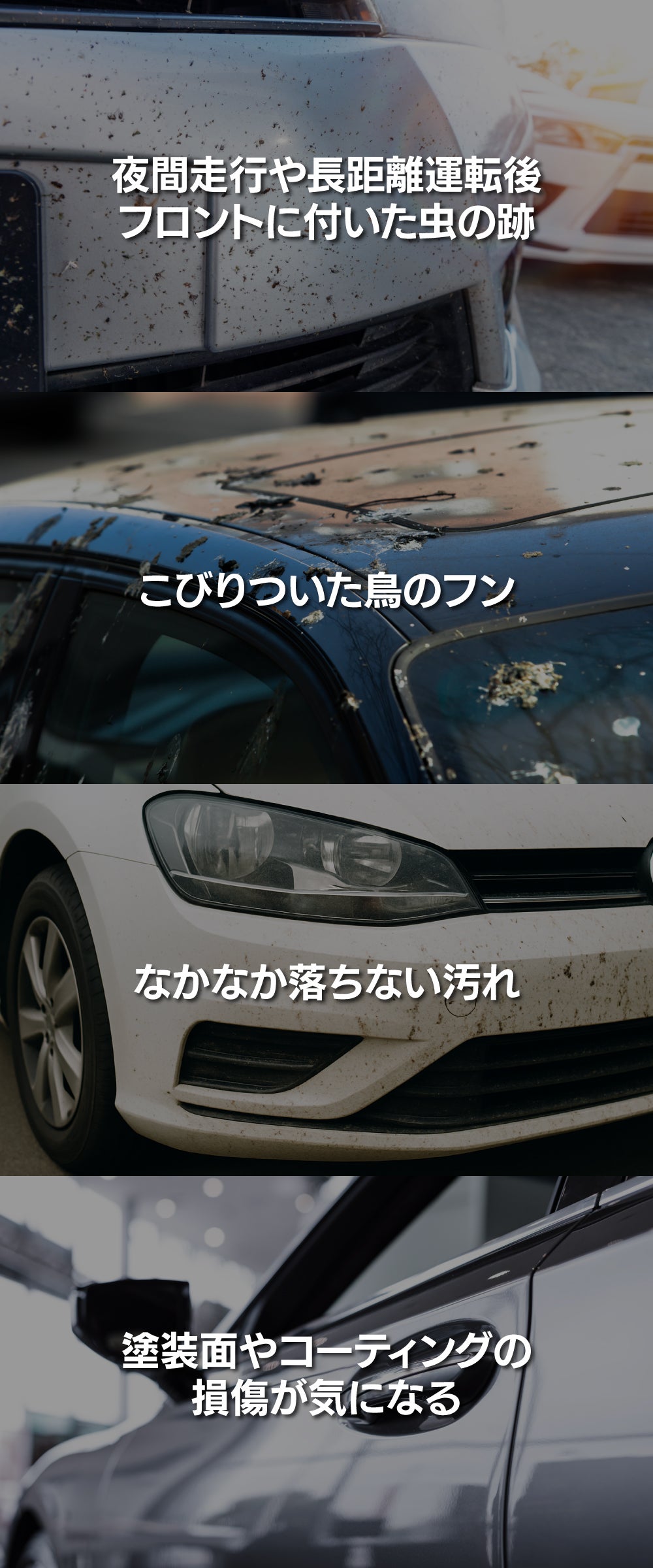 カーケア革命】車の虫の死骸・鳥フン・頑固な汚れを強力除去！虫取り