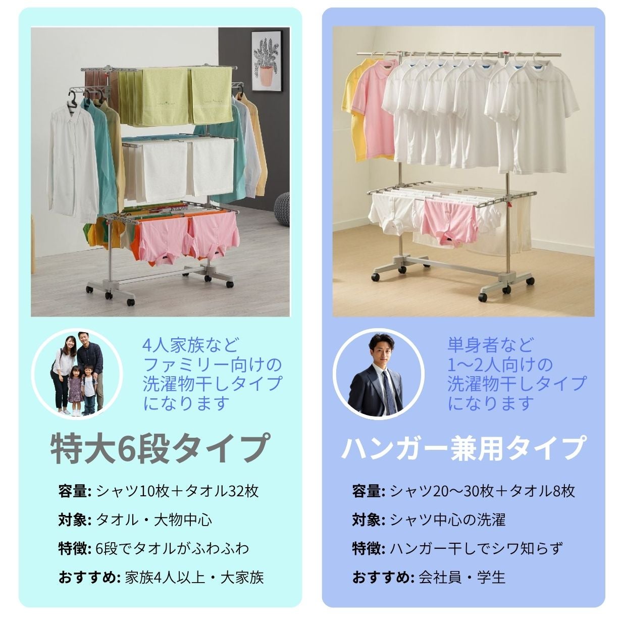 もう干す場所に困らない！シャツ30枚とタオル32枚が一気に乾くのに収納