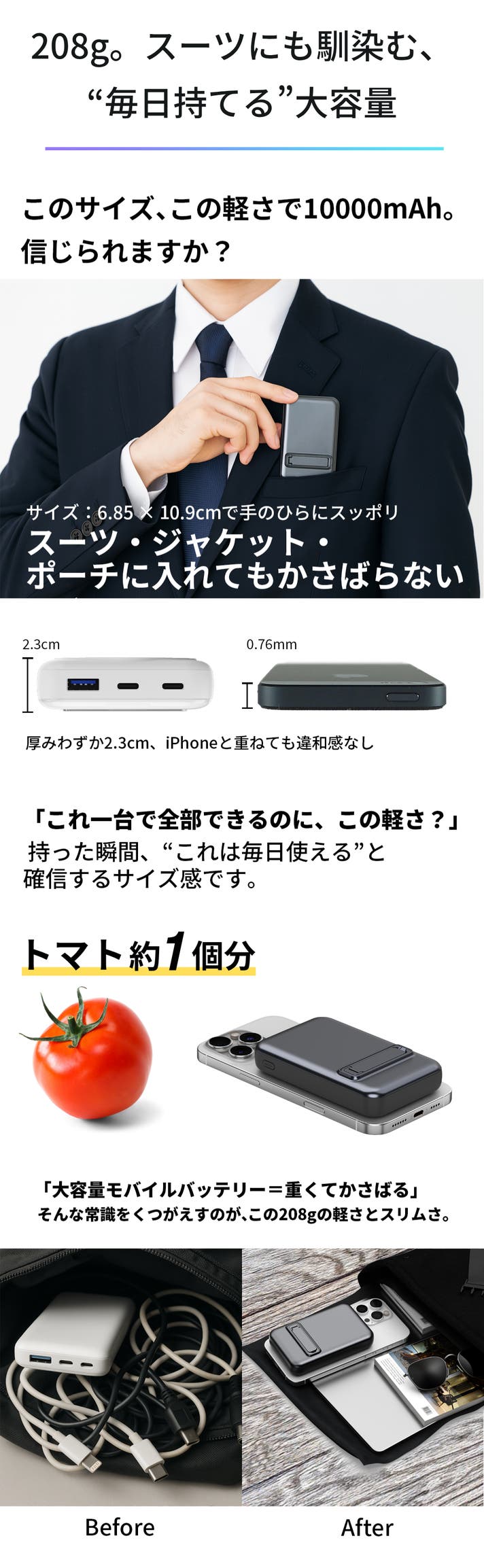 シリーズ最小】6.8cmポケットサイズに10000mAh！4台同時で悩み