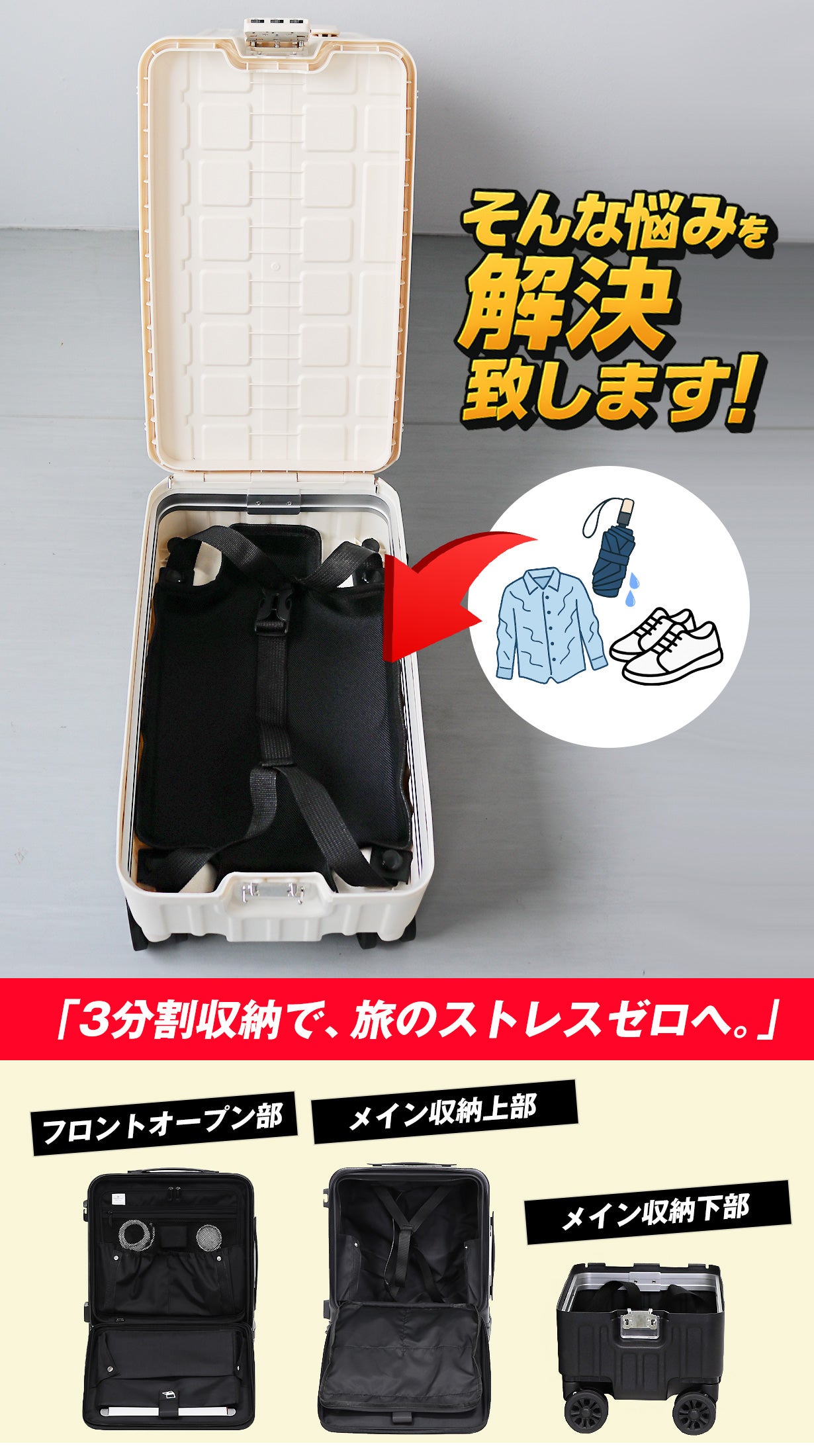 えっそこが開くの？】旅慣れた人達の声を集めた機内持ち込み対応3分割