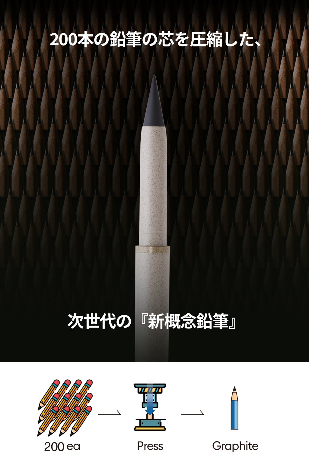 書き心地はそのままに、芯を圧縮して生まれた“一生モノ鉛筆”｜マクアケ