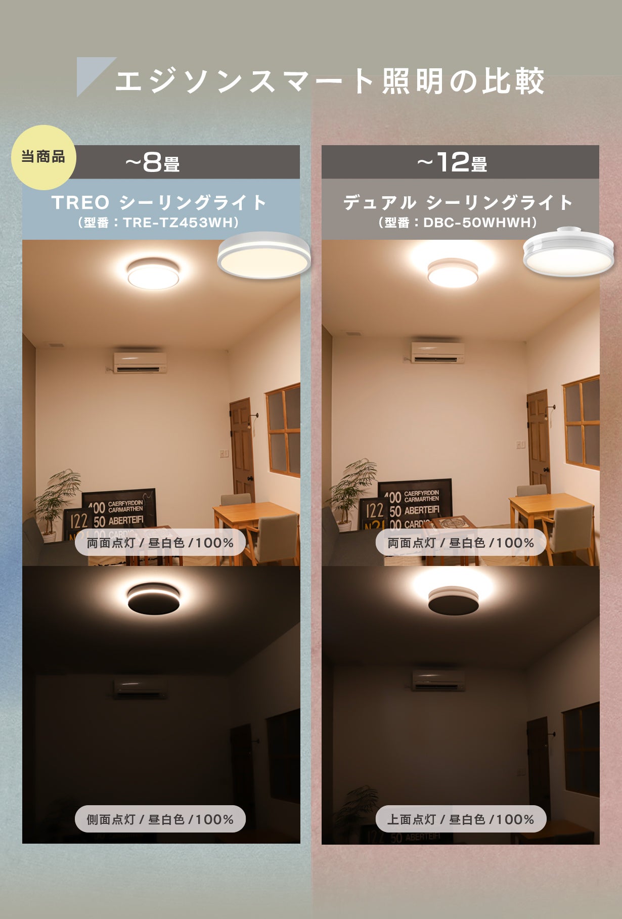 間接照明モード搭載で心地よい空間へ。アプリや声で操作できるLED