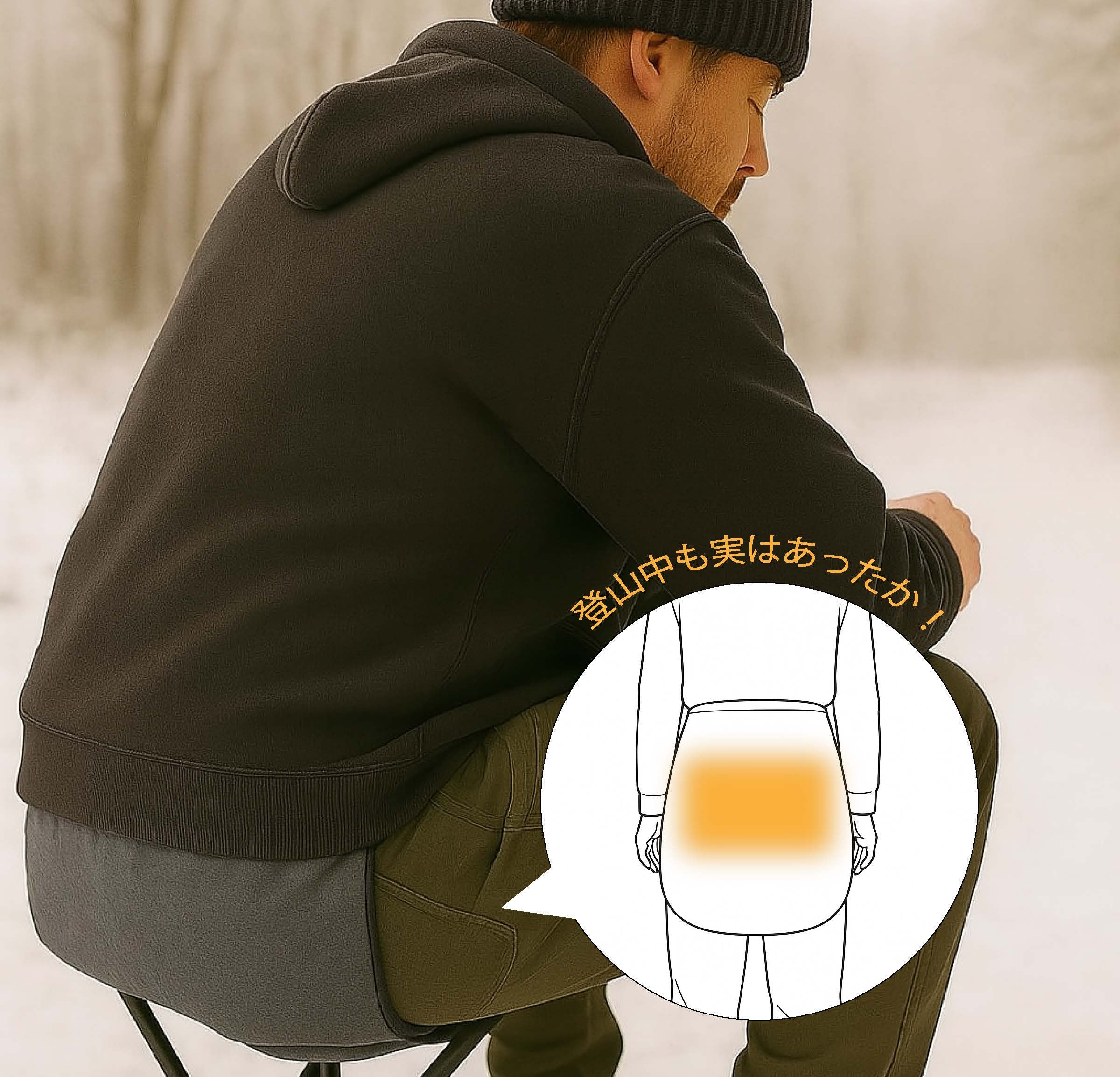 新発想】 ヒーター内蔵型・身につける座布団。寒さから、お尻を守る