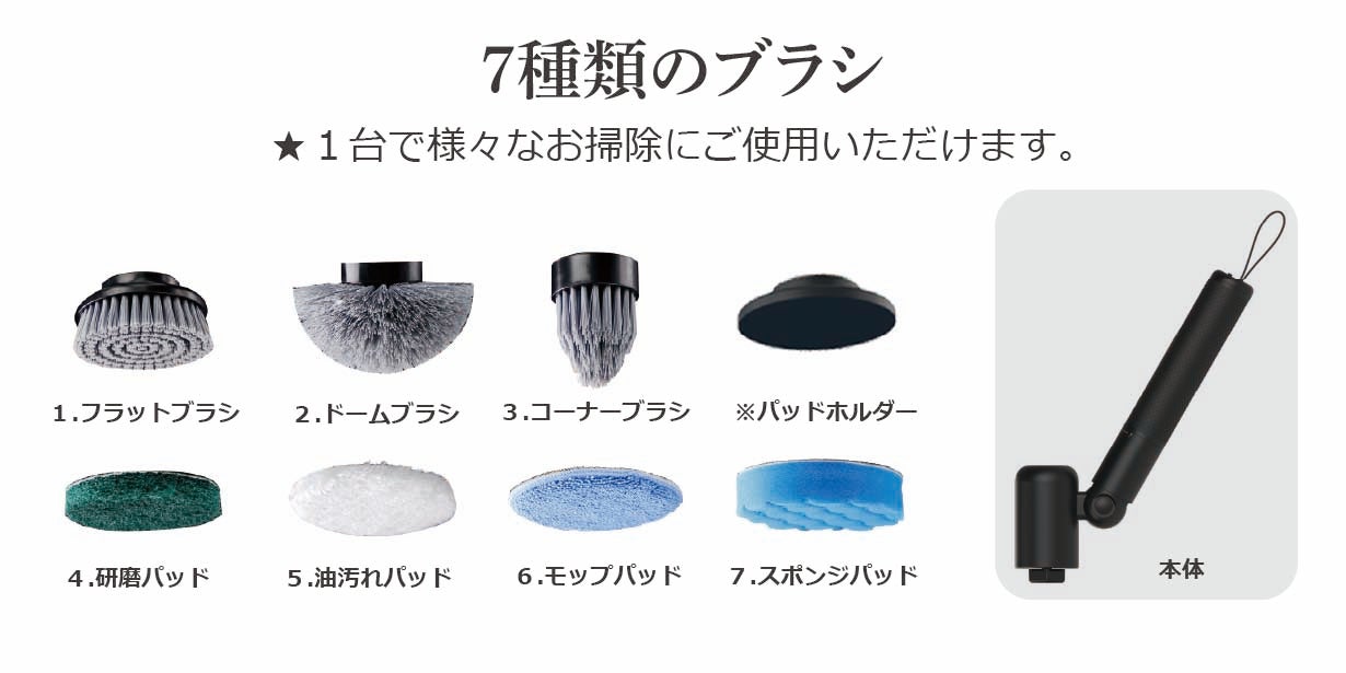 新品 残り一点 ドバイ USB式 電気 バフール バーナー ブラック アンコール】7in1コードレス高トルク電動ブラシ！パワフルの掃除