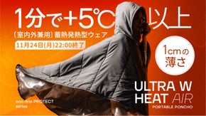 暖房に頼らない冬を手に入れる。わずか１cm、独自のWヒート構造の超軽＆極暖ウェア