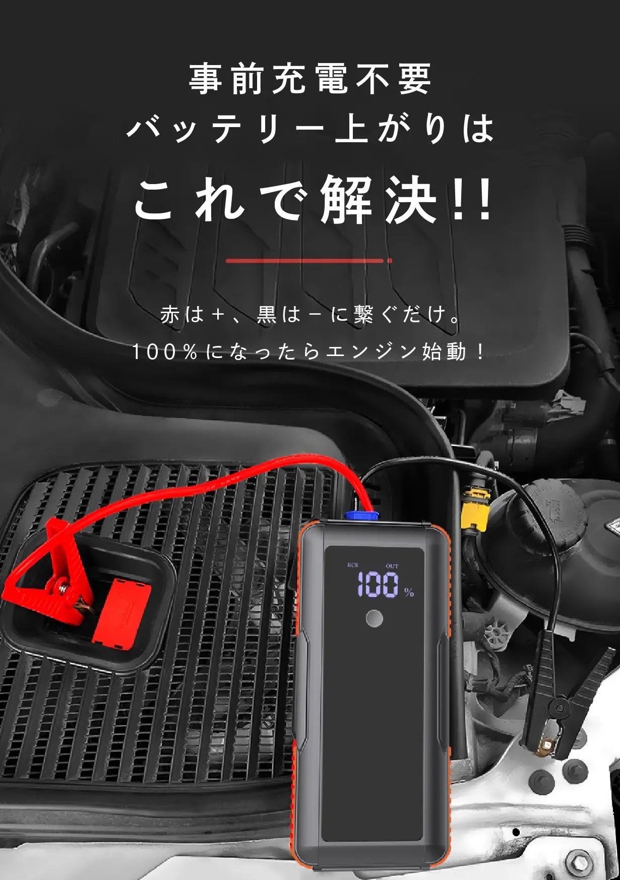 ❤3000Aもの超強力ジャンプスターター登場❣バッテリ上がりを一発解決♪❤ たった3分で充電完了！リチウム電池不使用のスーパーキャパシタ式