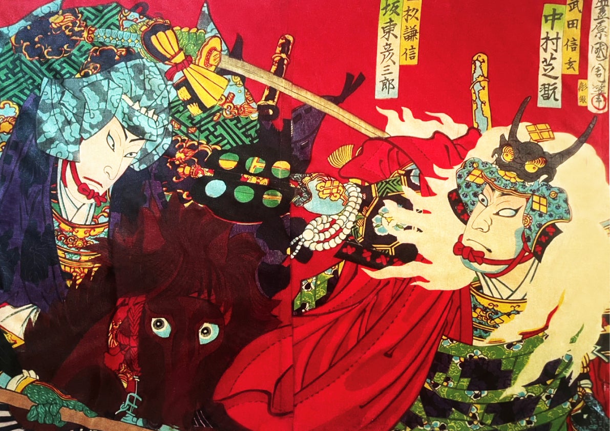 武田信玄×上杉謙信 浮世絵キャップ」明治の写楽と呼ばれた豊原国