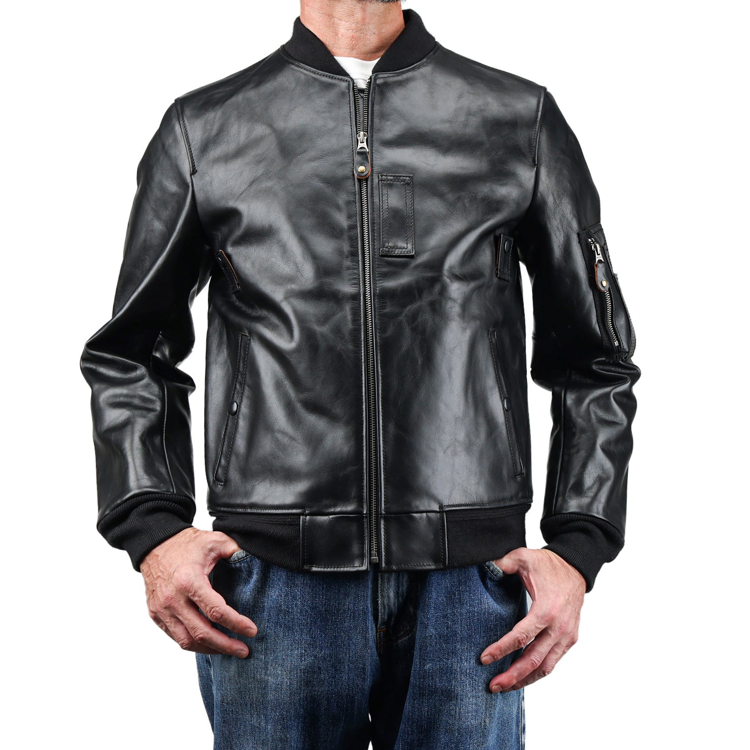 [雰囲気抜群]レザージャケット　MA-1 ブラック　本革 Y2LEATHER 日本製 本革 MA-1ジャケット レザージャケット 牛革