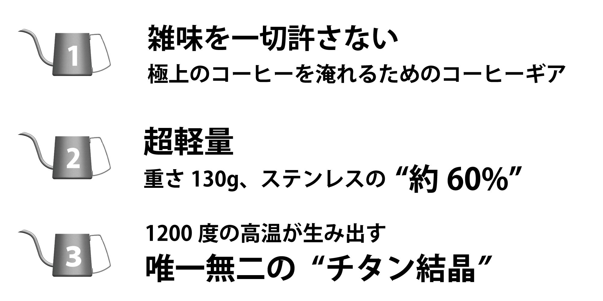 プロも認める！コーヒー本来の味をクリアに引き出す、超軽量純チタン製