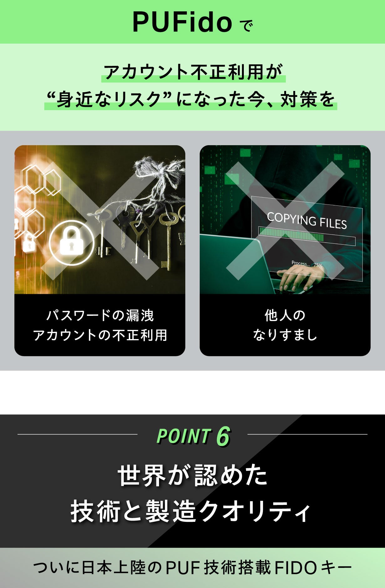 国際標準セキュリティ規格FIDO2搭載】パスワード漏洩から守る新