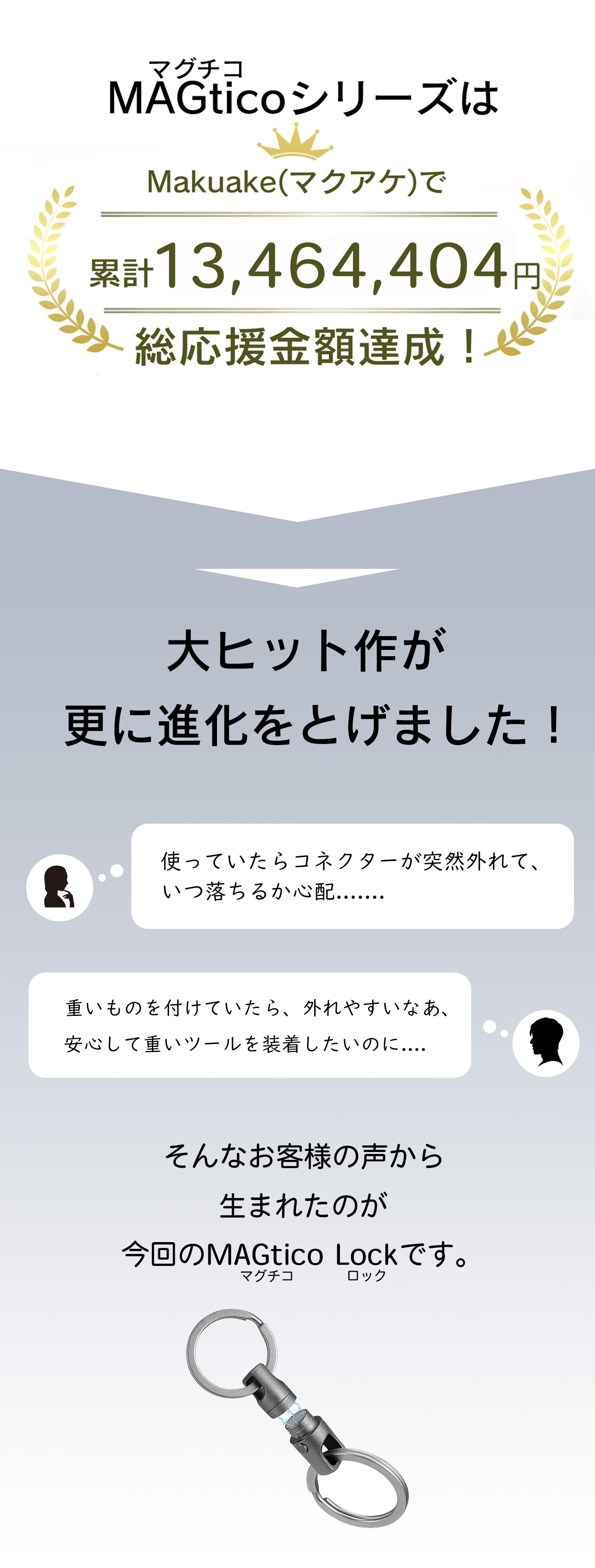 忘れない、落とさないを両立！ロック機能で進化したチタン製コネクター